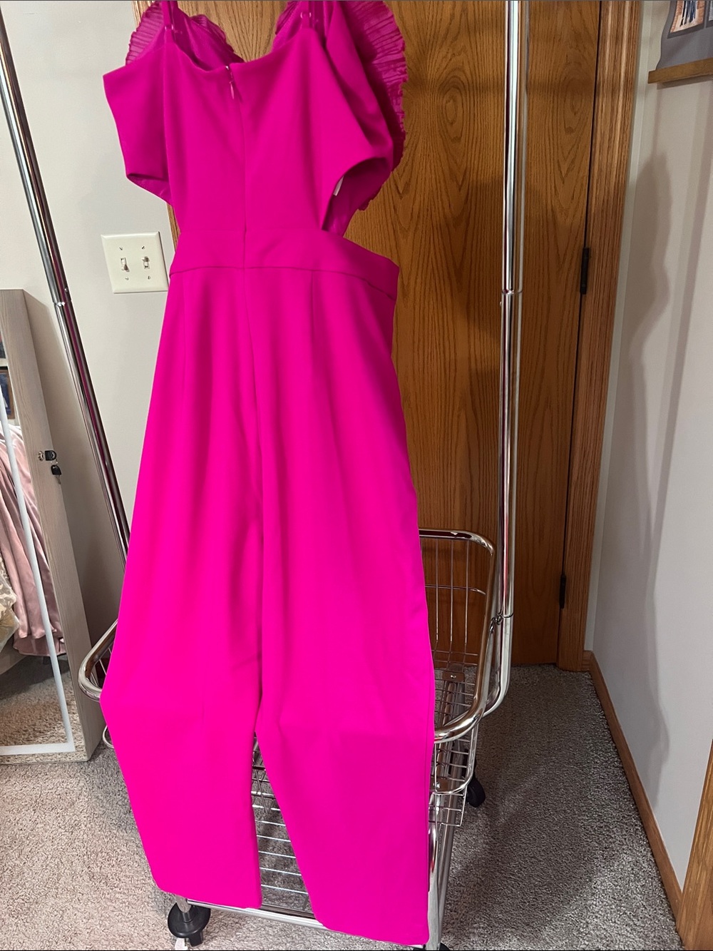 Express One-Shoulder Fuchsia Jumpsuit
